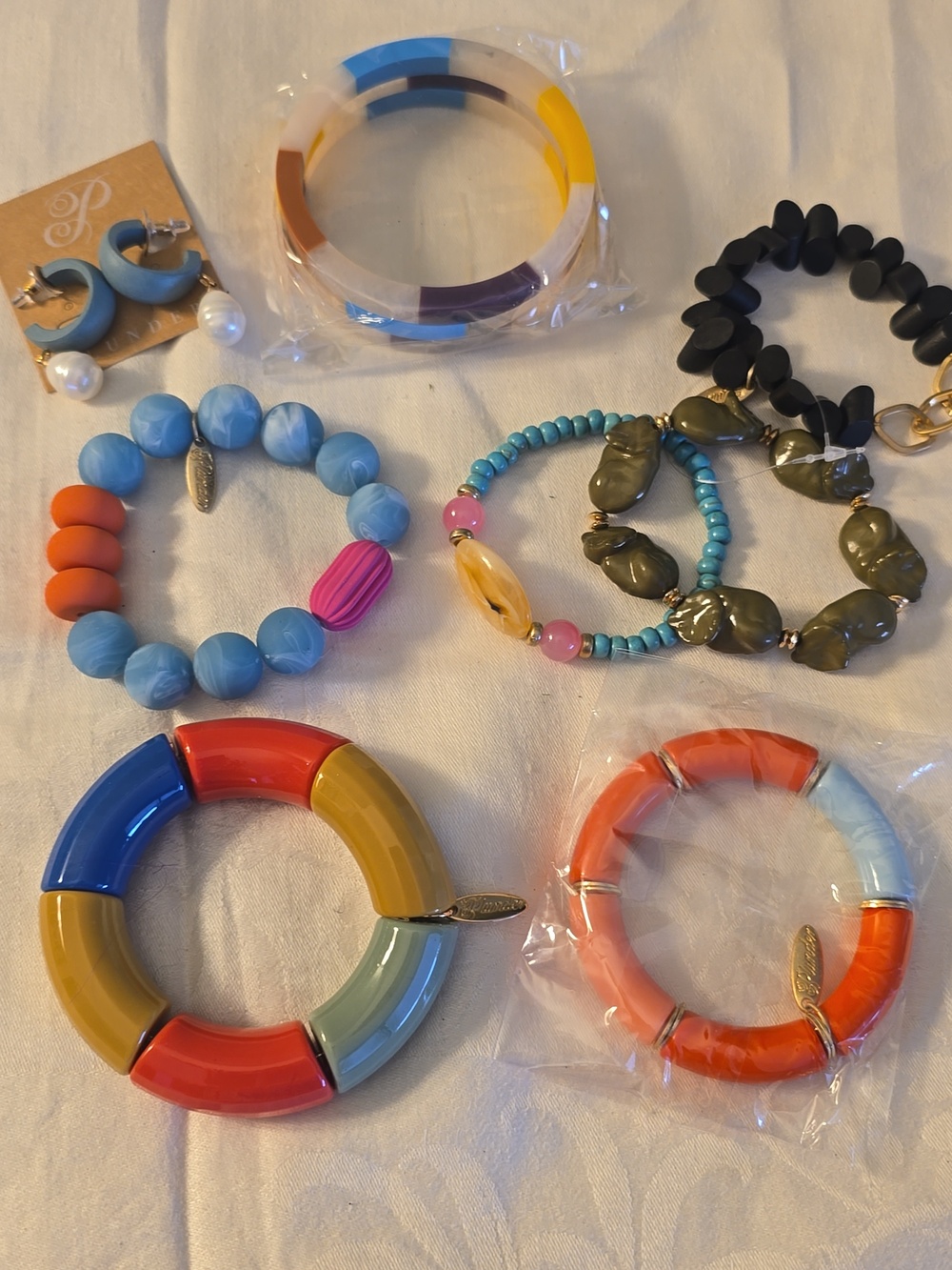 Plunder 8pc Jewelry Bundle,colorful Bead Bracelets & Earrings That Match All New - Picture 8 of 11